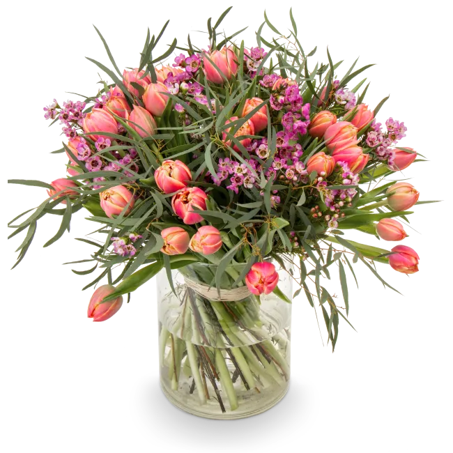 Bouquet of tulips in full bloom